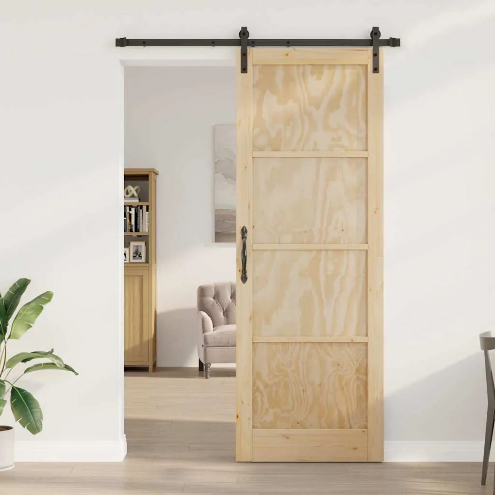 Csúszóajtó Természetes és fekete 83 x 232 cm