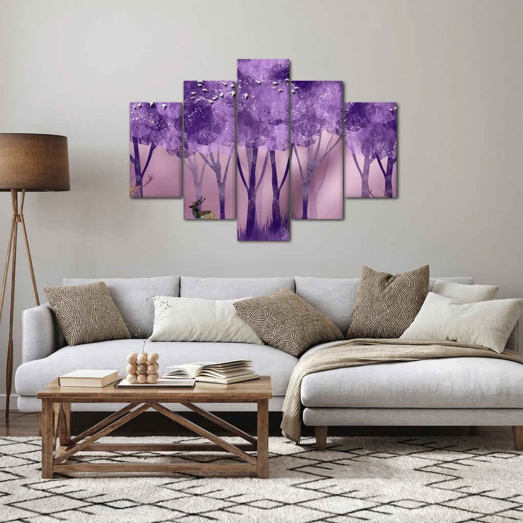 Kép - Szarvasok egy varázslatos erdőben (150x105 cm)