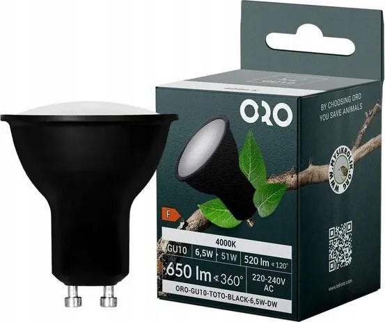 Led izzó 6.5W GU10 4000K 520lm fekete