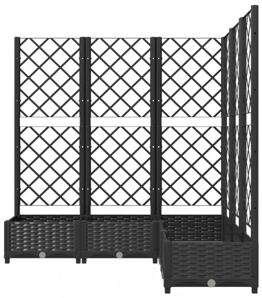 fekete polipropilén rácsos kerti ültetőláda 120 x 120 x 121,5cm