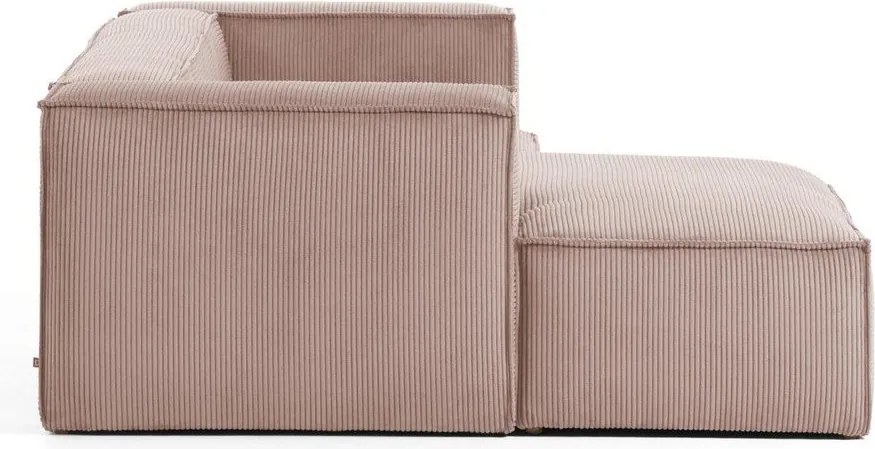 Világos rózsaszín kordbársony sarokkanapé (bal oldali) Blok – Kave Home