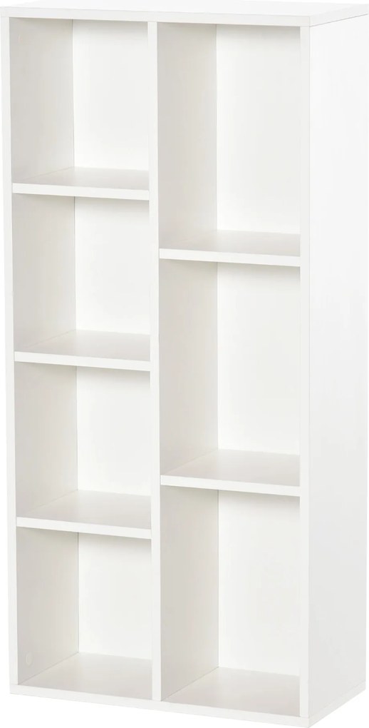 HOMCOM Fa Könyvespolc 7 Tárolórekesszel Növényekhez és Dokumentumokhoz, 50x24x106 cm, Fehér | Aosom