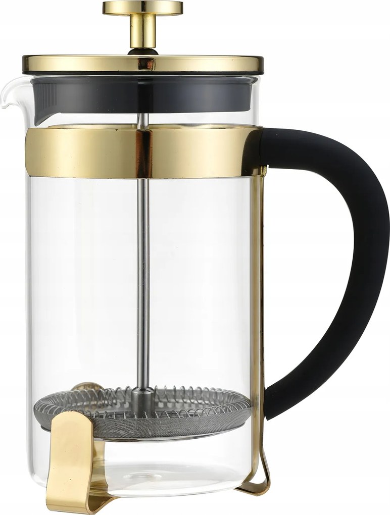 Kávéfőző French Press Kávégép 1L Arany Rozsdamentes Acél Üveg