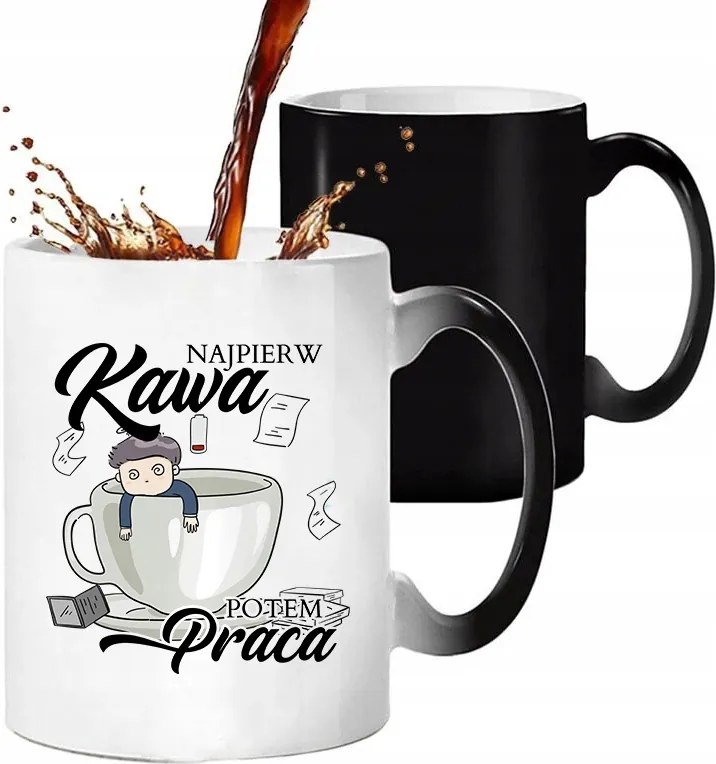 Mágikus Bögre 330ml Fekete Ajándék Először Kávé Érdekes Minták