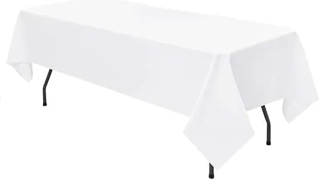 Fehér téglalap alakú poliészter abrosz 153 x 260 esküvő születésnap