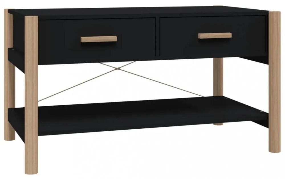 fekete szerelt fa dohányzóasztal 82 x 48 x 45 cm
