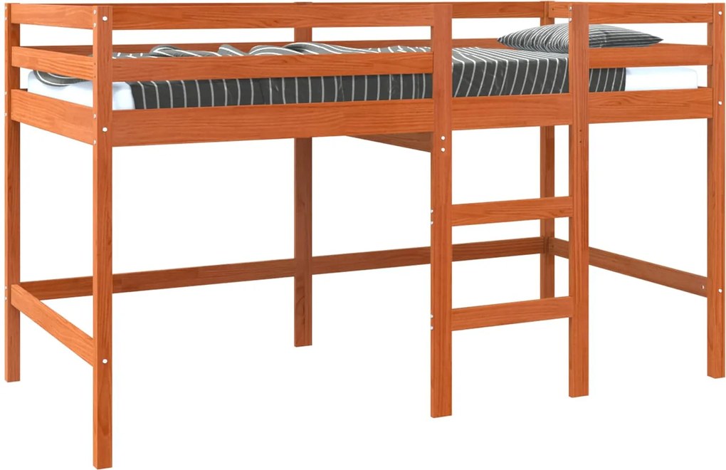 vidaXL Lof Ágy Faggyú barna 90 x 190 cm Tömör fenyőfa