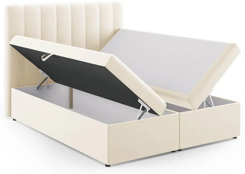 Bézs boxspring ágy tárolóhellyel 160x200 cm Gina – Milo Casa