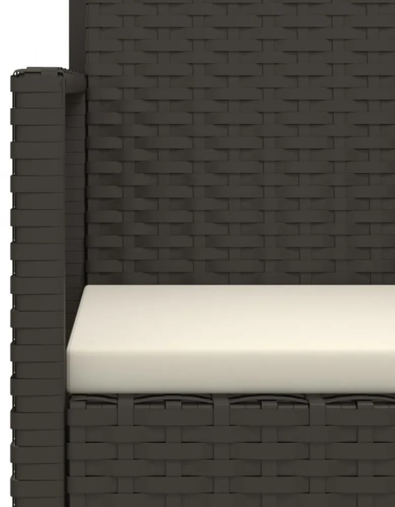 3 részes fekete polyrattan kültéri ülőgarnitúra párnákkal