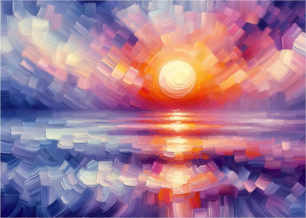 Üveg kép - Színes művészi naplemente (70x50 cm)