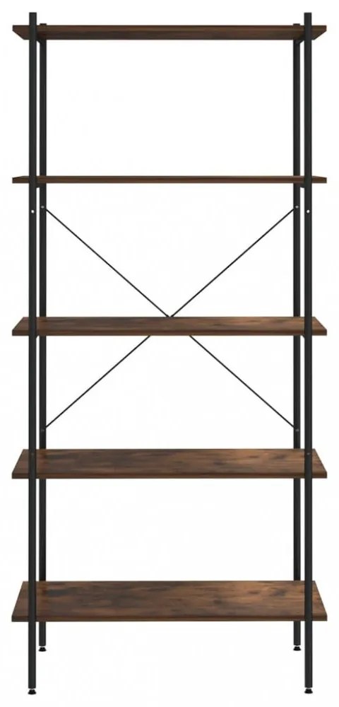 fekete és sötét faszínű 4 szintes polcrendszer 80 x 40 x 163 cm