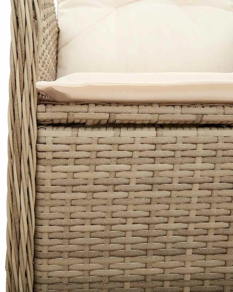 vidaXL 7 részes bézs polyrattan kerti bisztrógarnitúra párnákkal