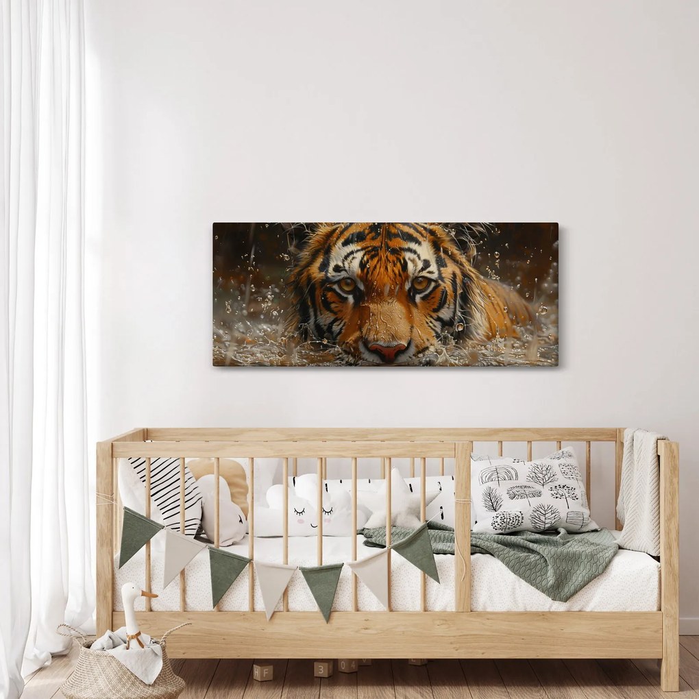 Kép - Portré egy tigris a vízben (120x50 cm)