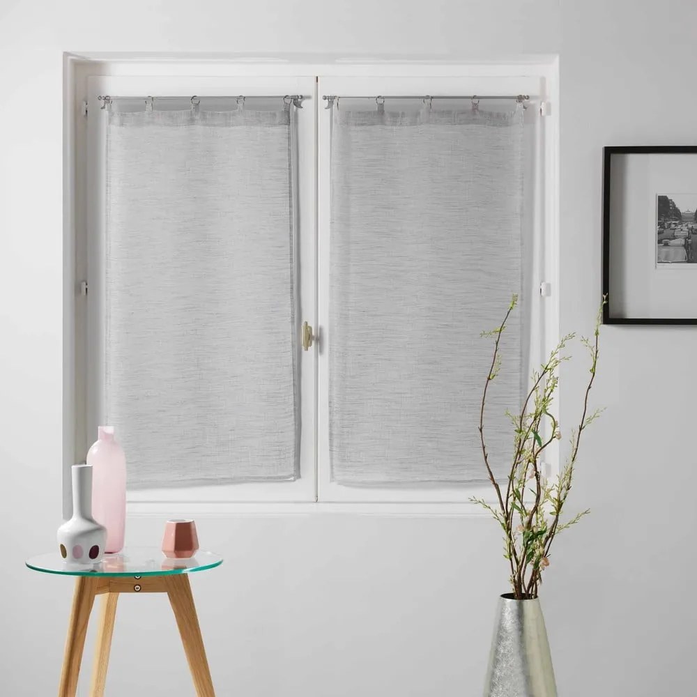 Világosszürke átlátszó függöny szett 2 db-os 60x90 cm Milza – douceur d'intérieur