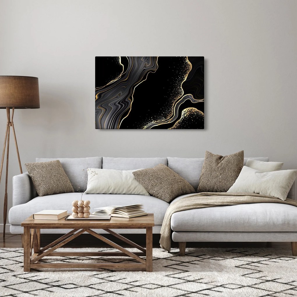 Kép - Fekete és arany márvány (90x60 cm)
