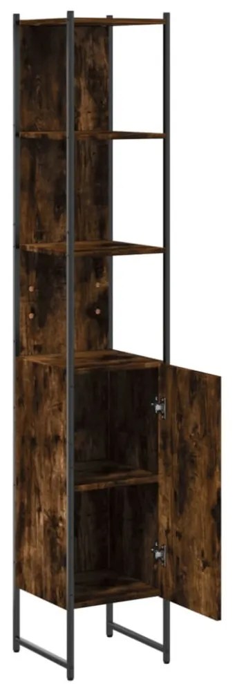 füstös tölgy színű szerelt fa fürdőszobaszekrény 33x33x185,5 cm