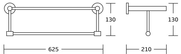 Aqualine - Fali törölközőtartó SAMBA 21x62,5 cm fekete