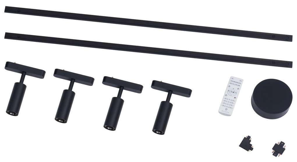 Modern sínrendszer 4 fekete spotlámpával, 1 fázisú - Magnetic Samson