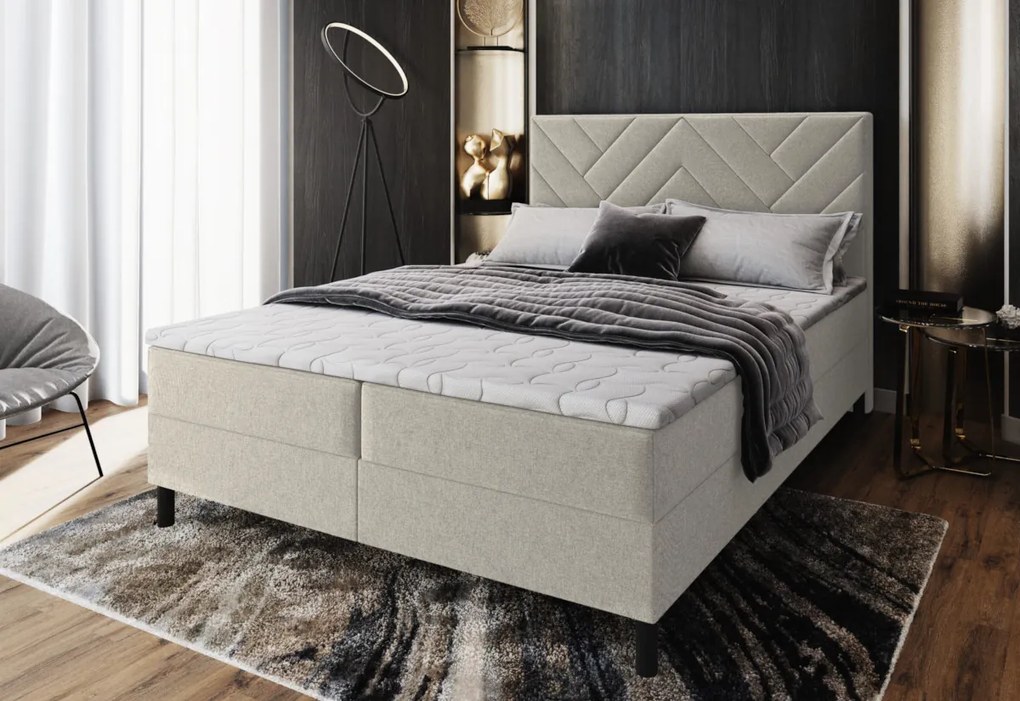 ROKOS kárpitozott boxspring ágy + topper, 180x200, monolith 37