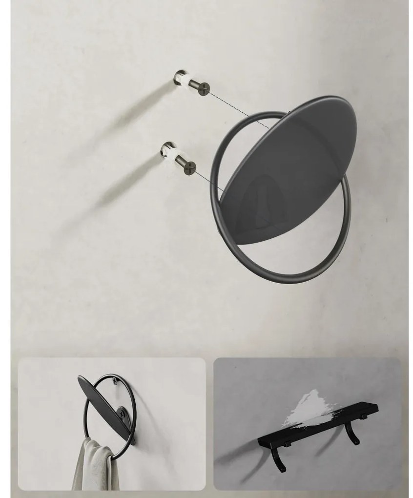 Fali fogas 4 db, falra szerelhető, fekete