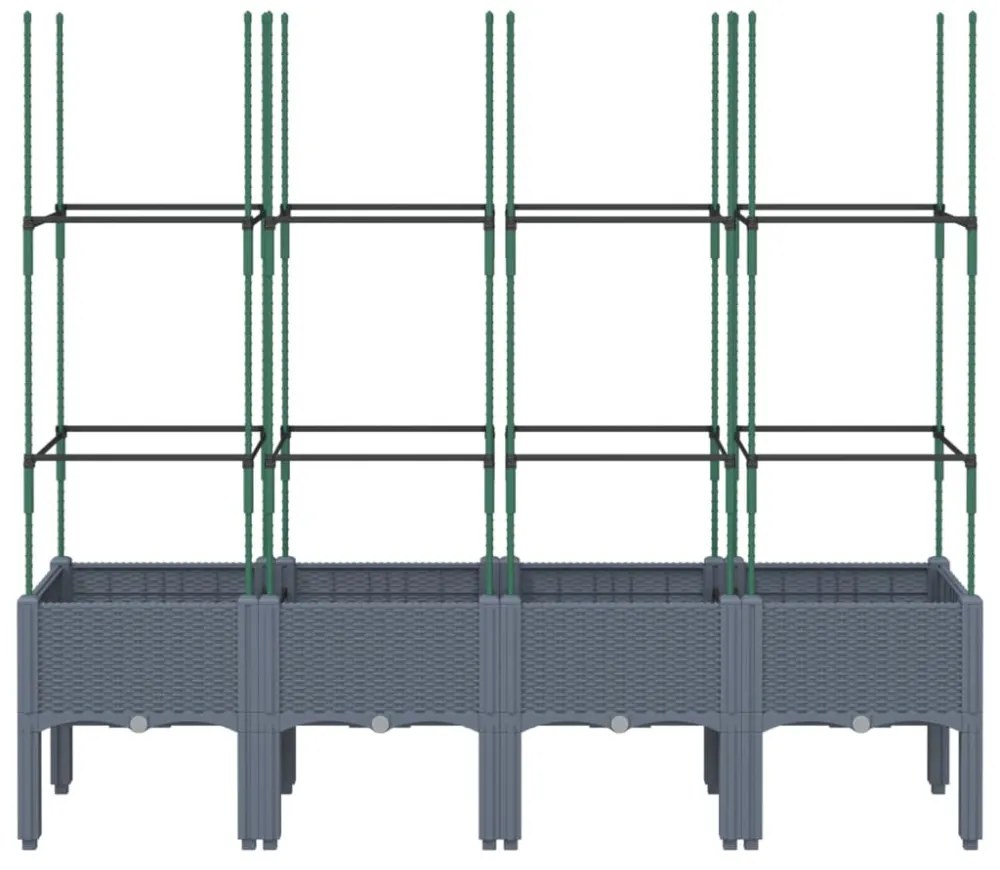 kékszürke polipropilén rácsos kerti ültetőláda 160 x 40 x 142,5 cm