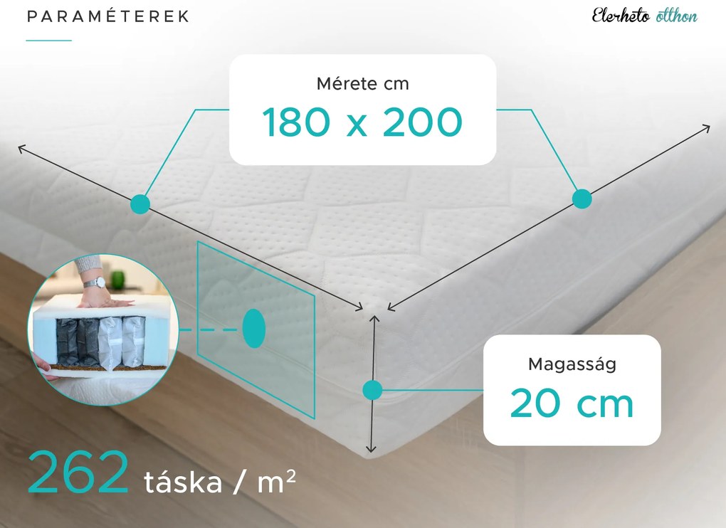 Kókuszmatrac COCO MAXI 20 cm 180 x 200 cm Matracvédő: Matracvédővel