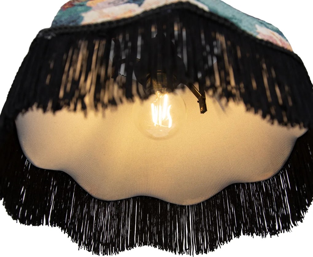 Függőlámpa fekete virágmintás búrával és fehér belsővel 31,5 cm 3-lámpás - Cava