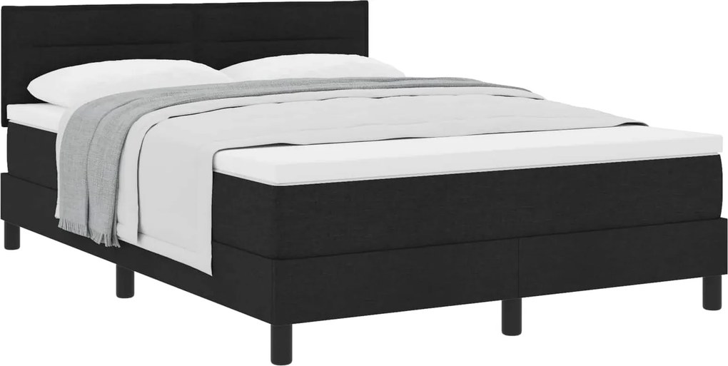 vidaXL Boxrugós ágy matracmal fejtámlával Fekete 140 x 190 cm szövet