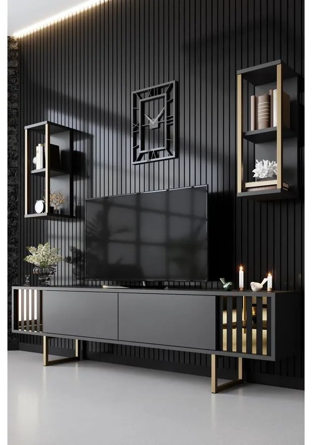 TV szekrény Gold Line - Anthracite, Black