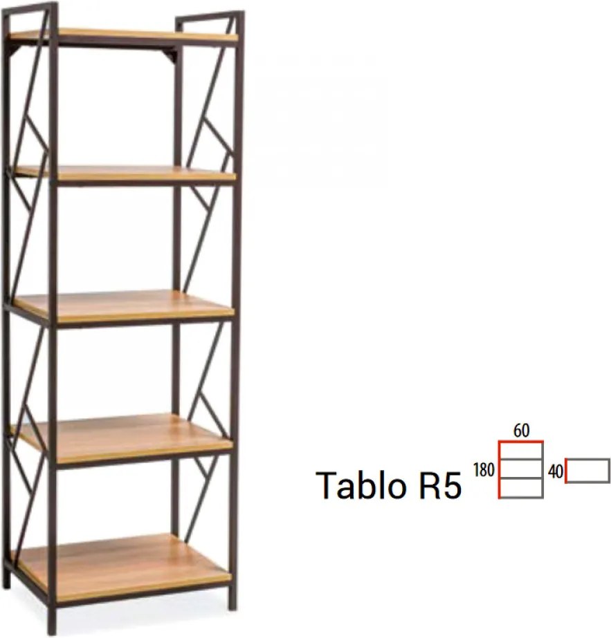 Tablo R5 180cm Könyvespolc Tölgy - Sötétbarna