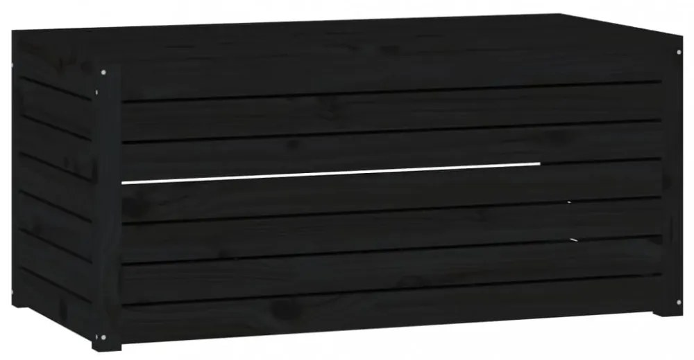 fekete tömör fenyőfa kerti láda 101 x 50,5 x 46,5 cm