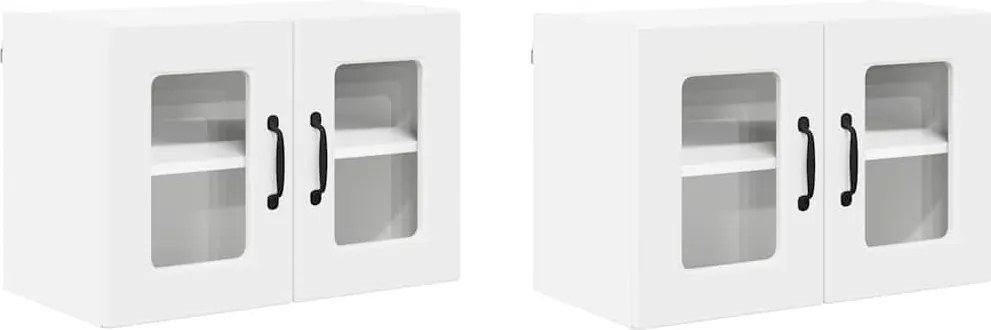 vidaXL Konyhaszekrény polcokkal 2 pcs Fehér 60 x 31 x 40 cm Faanyag