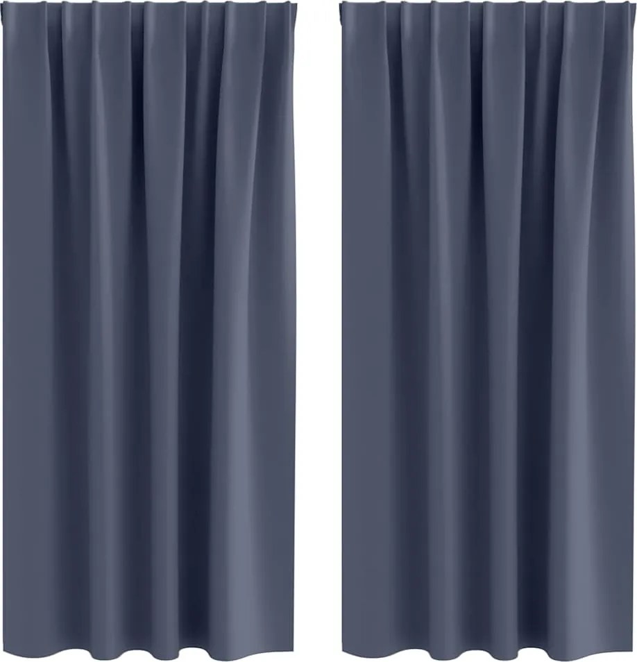 vidaXL Fekete Függöny Gyűrűkkel 2 pcs Antracit 175 x 140 cm Poliészter