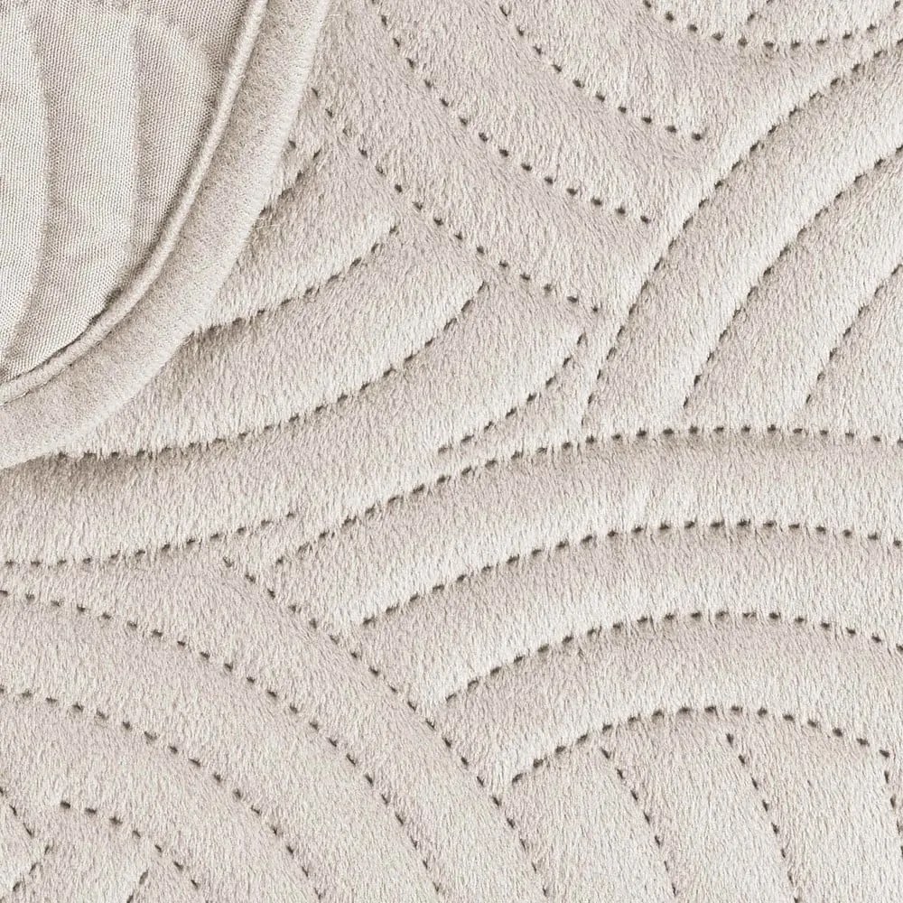 Krémszínű bársony ágytakaró és párnahuzat szett 240x260 cm Solange – douceur d'intérieur
