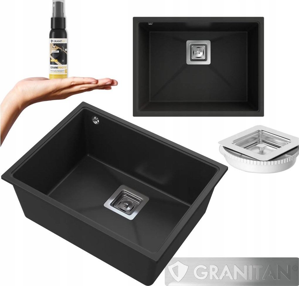 Gránit függesztett mosogató Napo 55 mosogató szifon szett 3az1ben konyhába