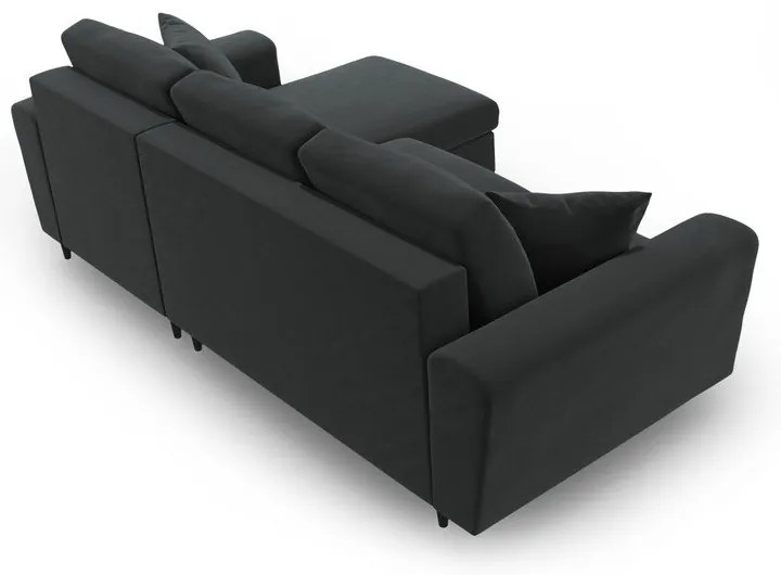 Sötétszürke bársony kinyitható tárolóhelyes sarokkanapé Kyoto – Cosmopolitan Design