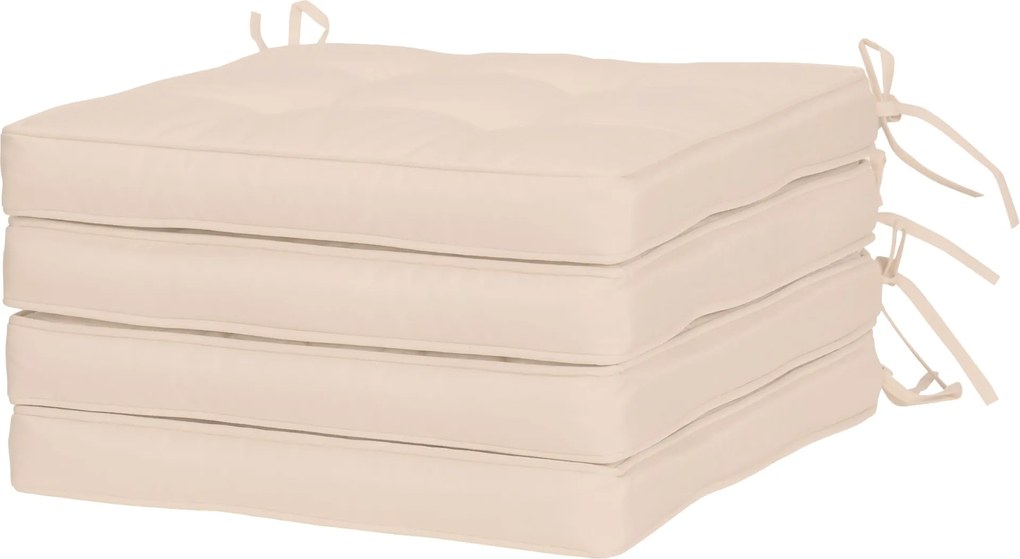 Outsunny Kerti Székpárna Készlet 42x42x5 cm 4 Darab Vízálló Kerti Székpárnák 2 Rögzítő Fukszon Krém | Aosom