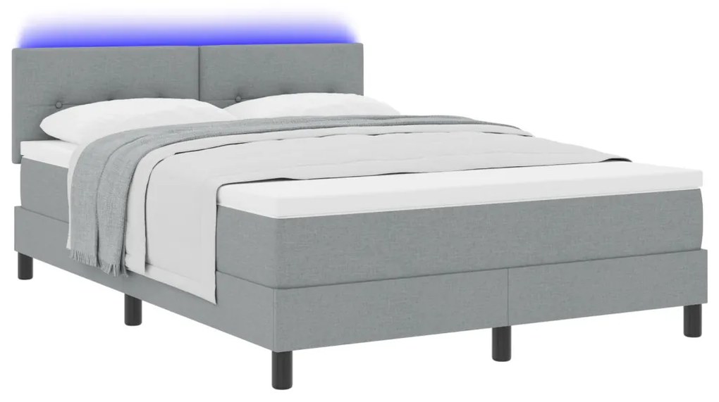 Boxspring ágy matraccal és LED világítással Szürke 160x200 cm Szövet