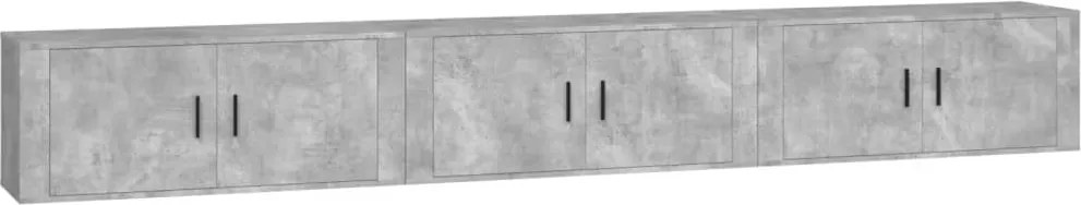 vidaXL 3 db betonszürke fali TV-szekrény 100 x 34,5 x 40 cm