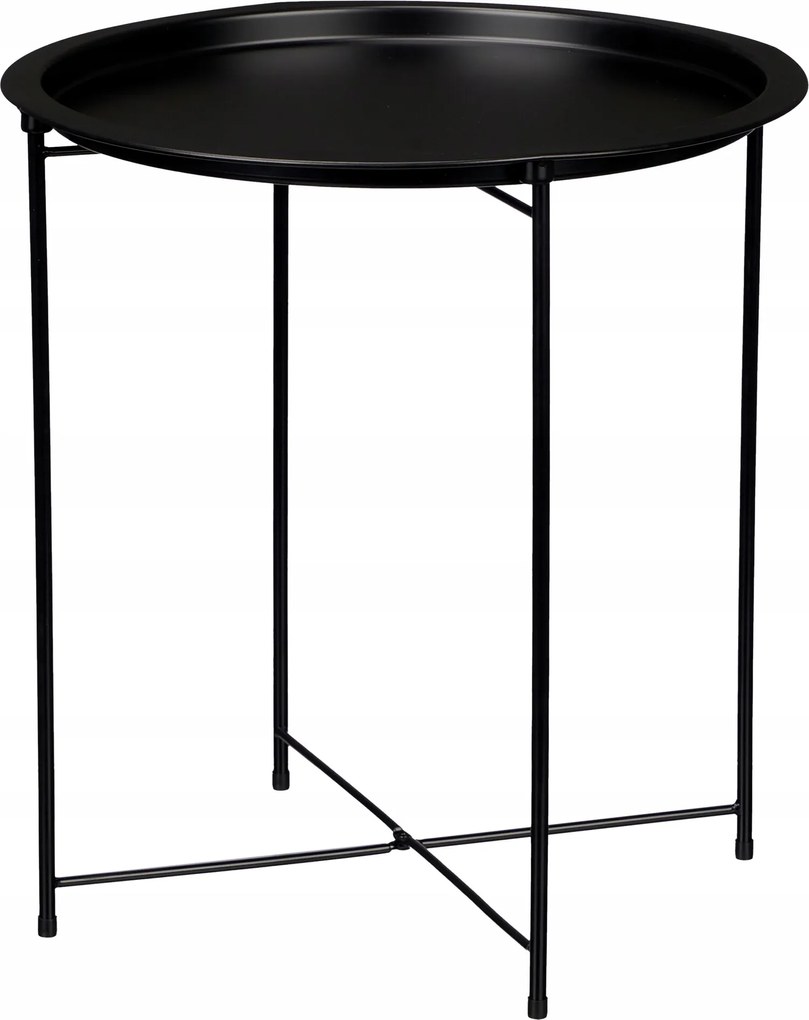 Dohányzóasztal Fém Fekete Kerek Összecsukható Ø 47 cm A Nappaliba