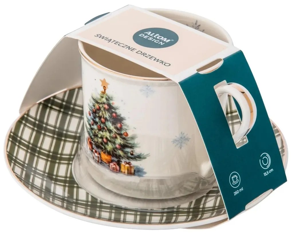 Altom Christmas Tree porcelán csésze és csészealj260 ml