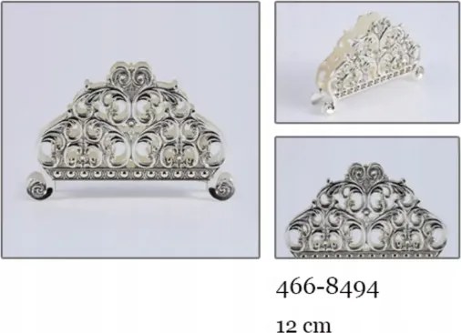 Ezüst színű, díszített fém szalvétatartó