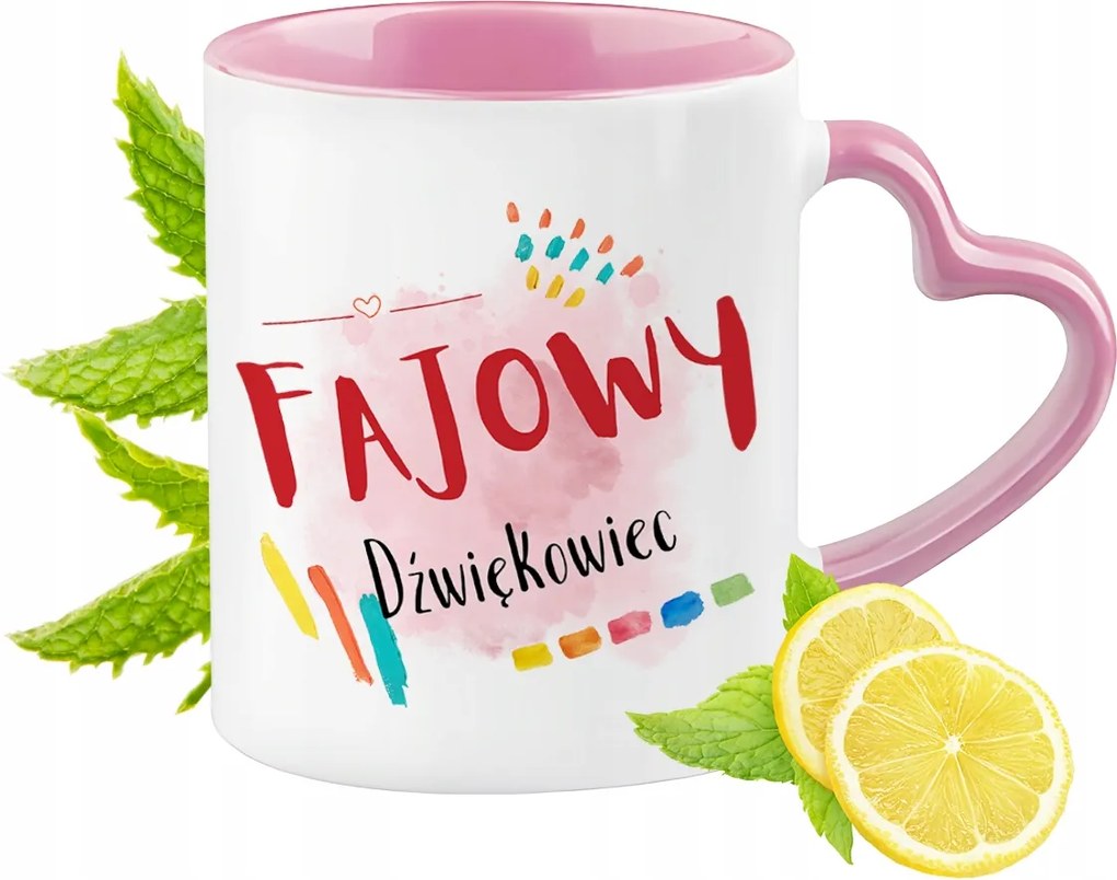 Hangos Bögre Rózsaszín Szív Alakú Füllel Kávé Ajándék