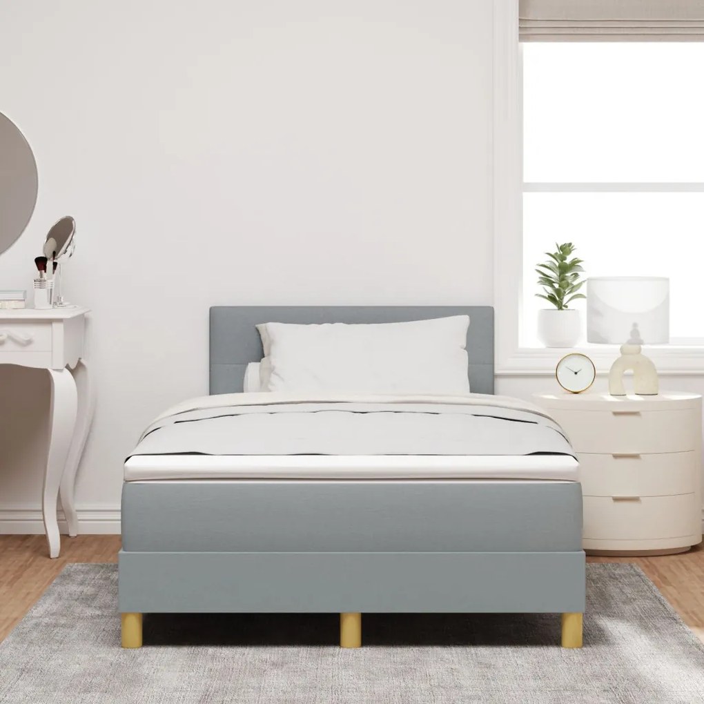 Box Spring ágy matraccal Világosszürke 120x190 cm Szövet