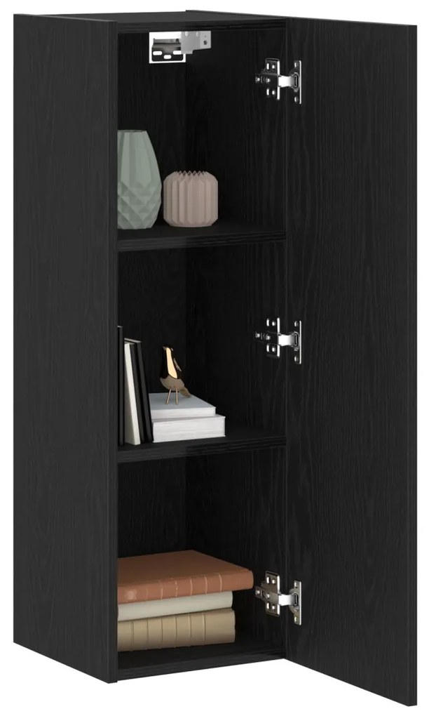 Falra Szerelhető TV Szekrények - 2 db, Fekete Tölgy, 30.5 x 30 x 90 cm, Mérnöki Fából