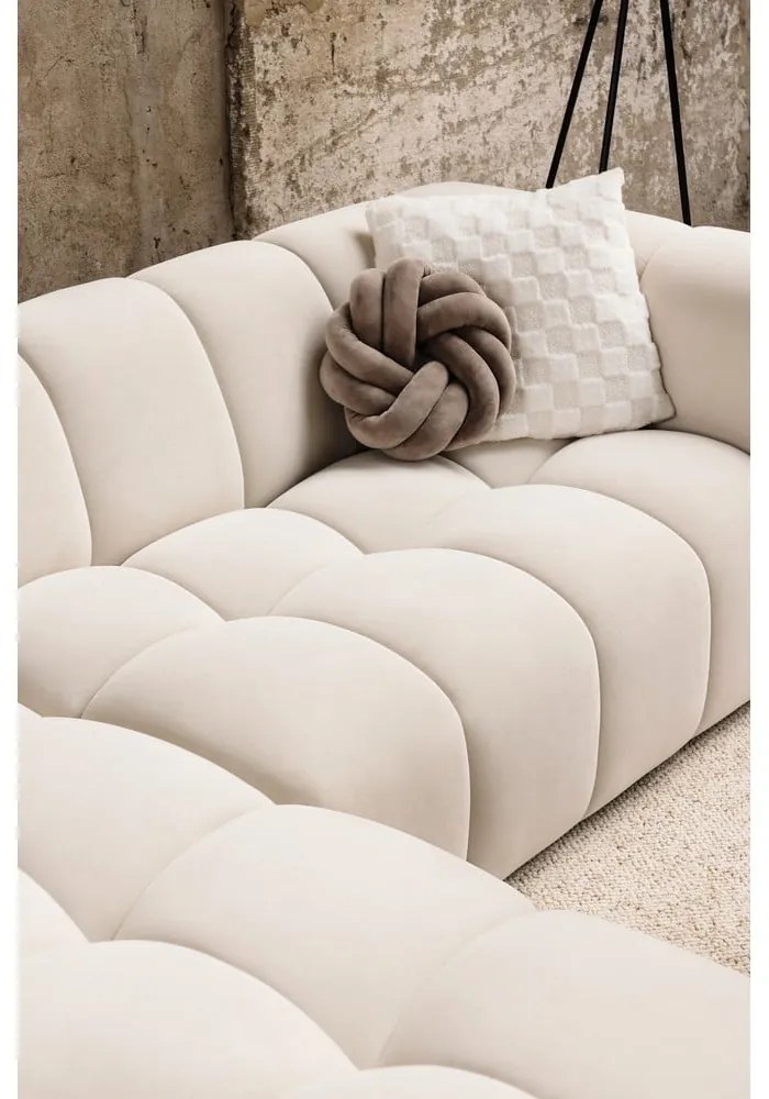 Szürkésbarna bársony sarokkanapé (bal oldali-heverő résszel) Cube – Bonami Selection