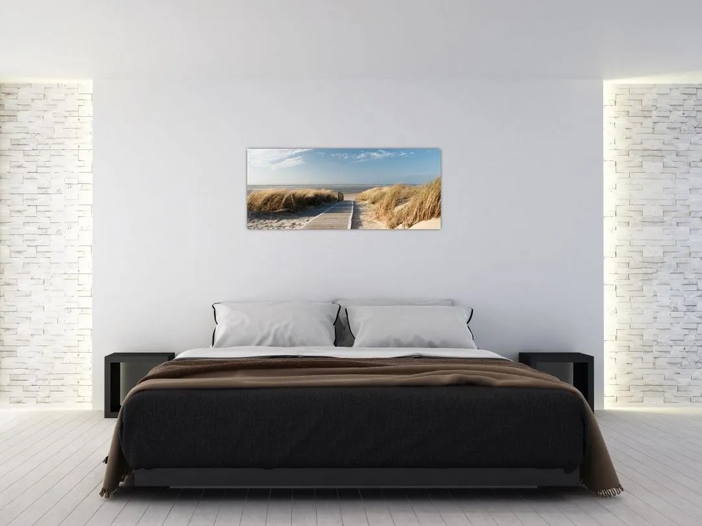 Kép - Homokos strand Langeoog szigetén, Németországban (120x50 cm)