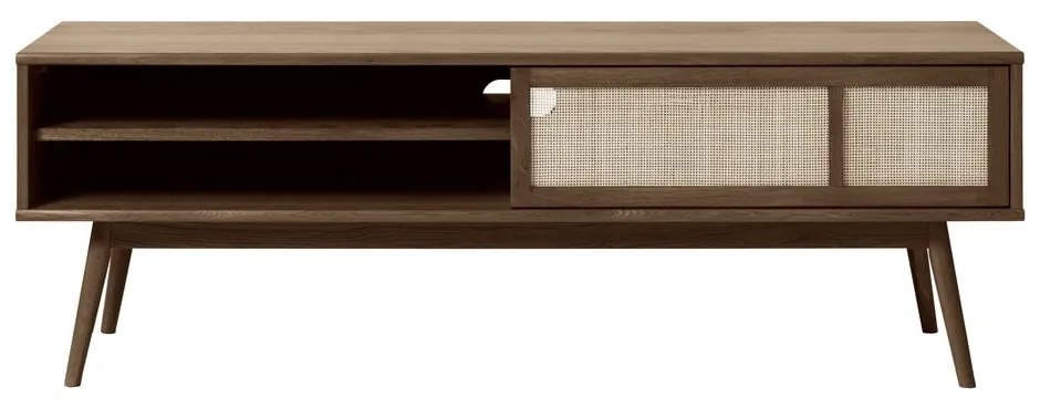 Sötétbarna TV-állvány tölgyfa dekorral 150x50 cm Barrali – Unique Furniture