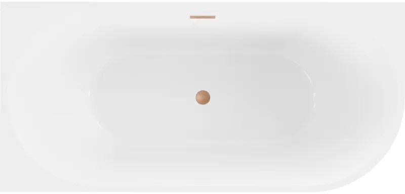 Mexen Mia, szabadon álló sarokkád, láva, 180 x 80 cm, fehér-fekete, réz túlfolyó, 52691808075L-65