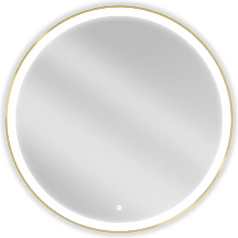 Mexen Esso megvilágított fürdőszobai tükör, kerek, 90 cm, LED 6000K, páramentes, arany keret - 9825-090-090-611-50